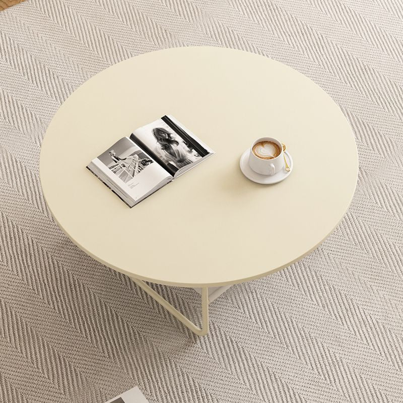 Minimalist Cream Iron Rock Slab Coffee Table