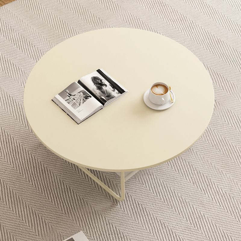 Minimalist Cream Iron Rock Slab Coffee Table