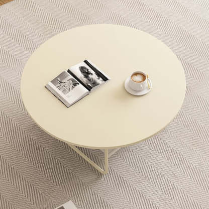 Minimalist Cream Iron Rock Slab Coffee Table