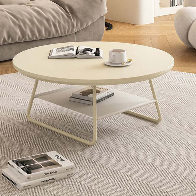 Minimalist Cream Iron Rock Slab Coffee Table