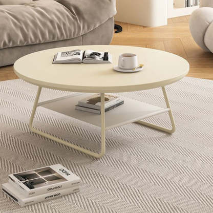 Minimalist Cream Iron Rock Slab Coffee Table