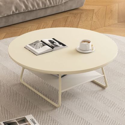 Minimalist Cream Iron Rock Slab Coffee Table