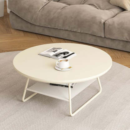 Minimalist Cream Iron Rock Slab Coffee Table