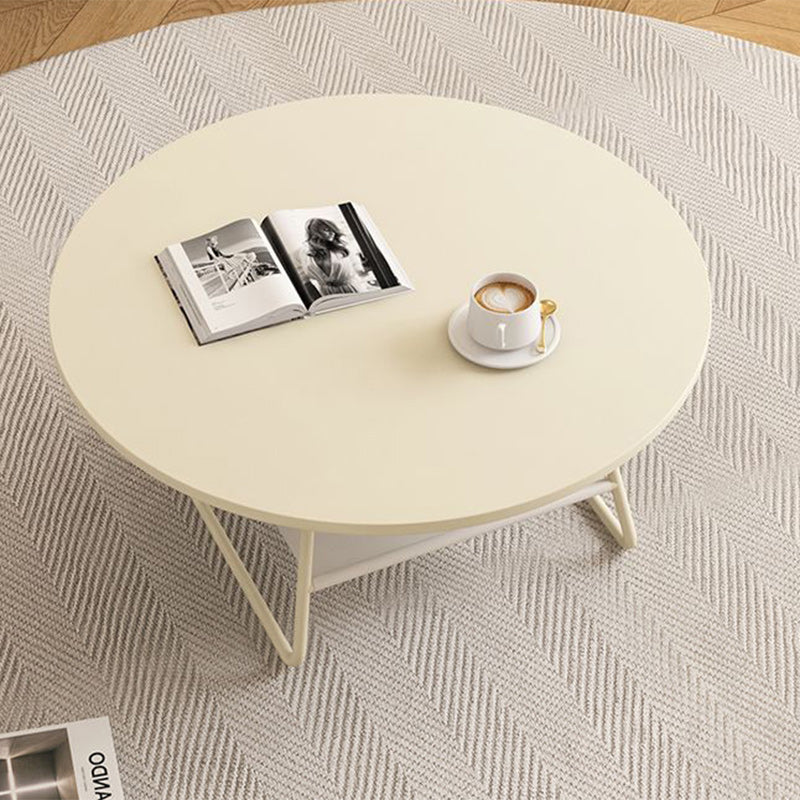 Minimalist Cream Iron Rock Slab Coffee Table