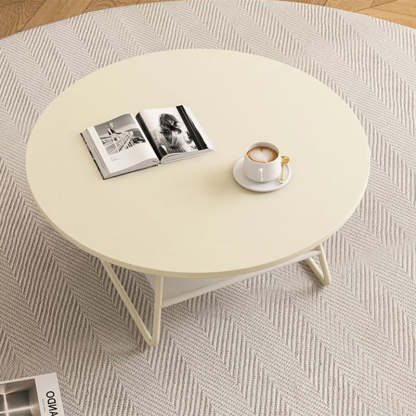Minimalist Cream Iron Rock Slab Coffee Table