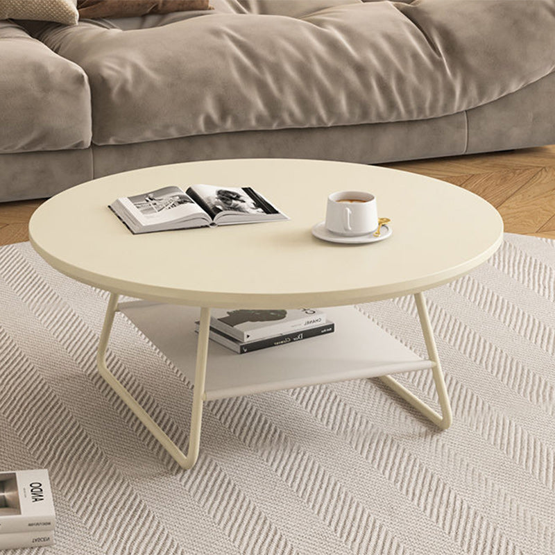 Minimalist Cream Iron Rock Slab Coffee Table