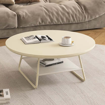 Minimalist Cream Iron Rock Slab Coffee Table
