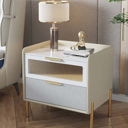 Nordic Wood 2-Drawer Nightstand — Orange