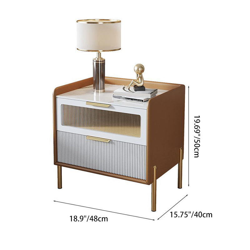 Nordic Wood 2-Drawer Nightstand — Apricot Color