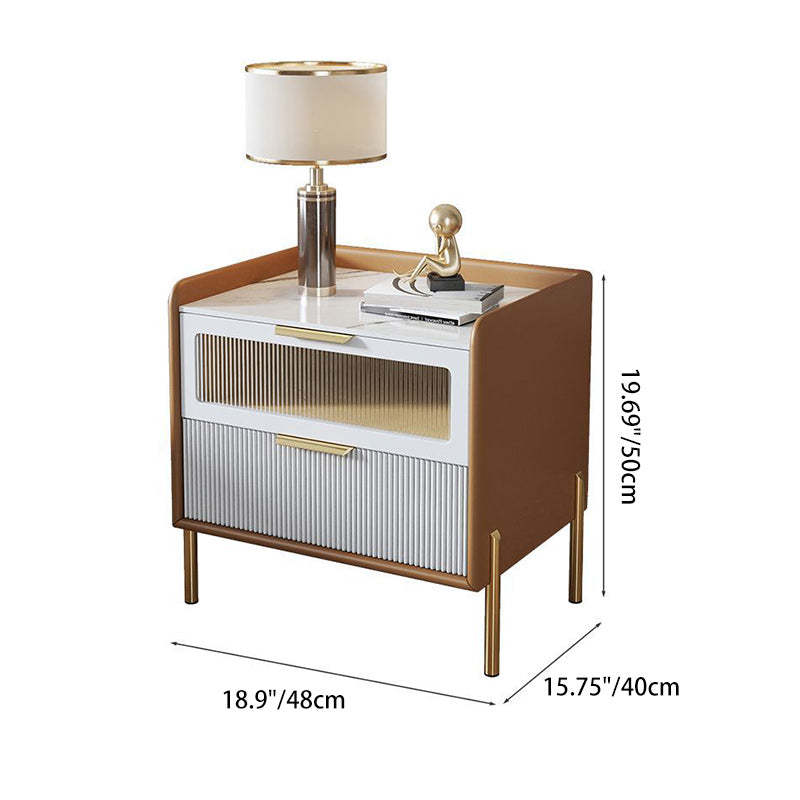 Nordic Wood 2-Drawer Nightstand — Apricot Color