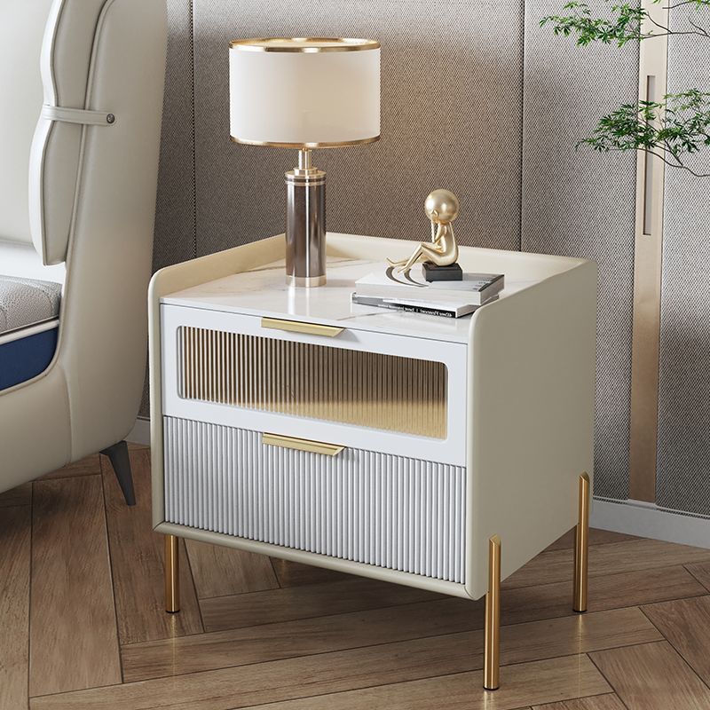 Nordic Wood 2-Drawer Nightstand — White