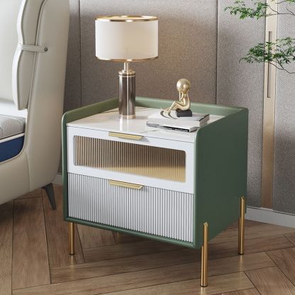 Nordic Wood 2-Drawer Nightstand — Orange