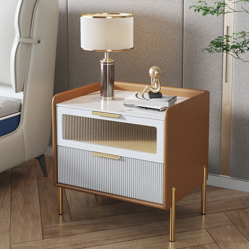 Nordic Wood 2-Drawer Nightstand — Green