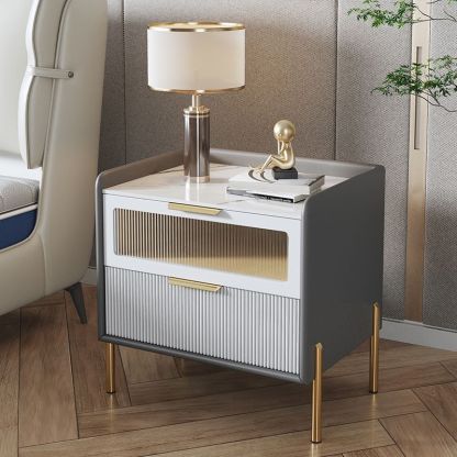 Nordic Wood 2-Drawer Nightstand — Apricot Color