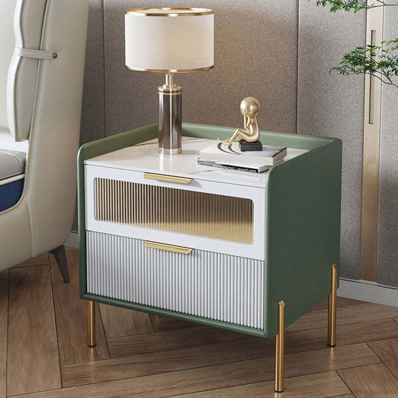 1575x1969 2-drawer wood nightstands for bedroom — 15.75" L x 15.75" W x 19.69" H / Green
