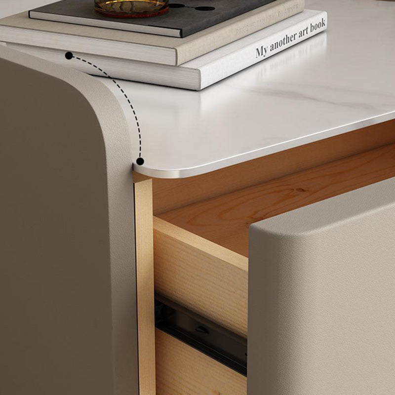 Modern Luxury Rectangle Square Wood Rock Slab Nightstand 2-Drawer For Bedroom