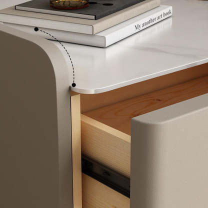 Modern Luxury Rectangle Square Wood Rock Slab Nightstand 2-Drawer For Bedroom