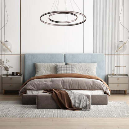 Modern Luxury Rectangle Square Wood Rock Slab Nightstand 2-Drawer For Bedroom