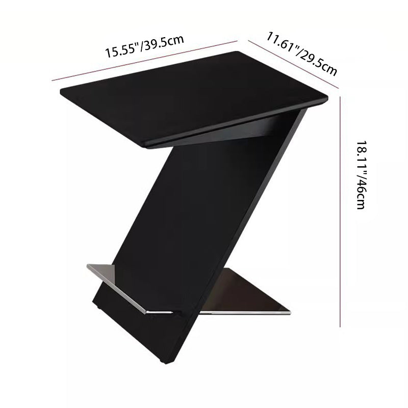 Minimalist Z-Shape Wood Metal Side Table