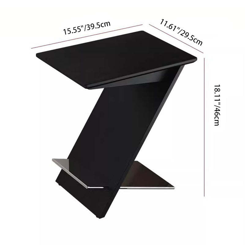Minimalist Z-Shape Wood Metal Side Table