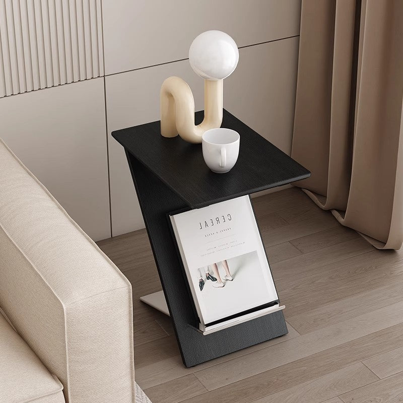 Minimalist Z-Shape Wood Metal Side Table
