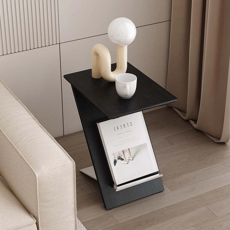 Minimalist Z-Shape Wood Metal Side Table