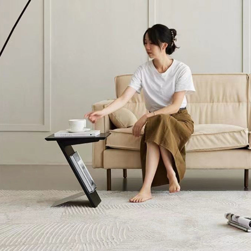 Minimalist Z-Shape Wood Metal Side Table