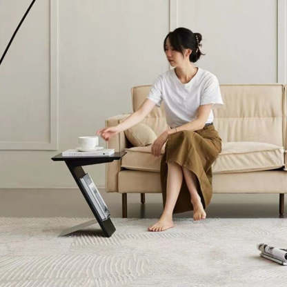 Minimalist Z-Shape Wood Metal Side Table