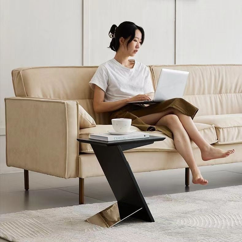 Minimalist Z-Shape Wood Metal Side Table
