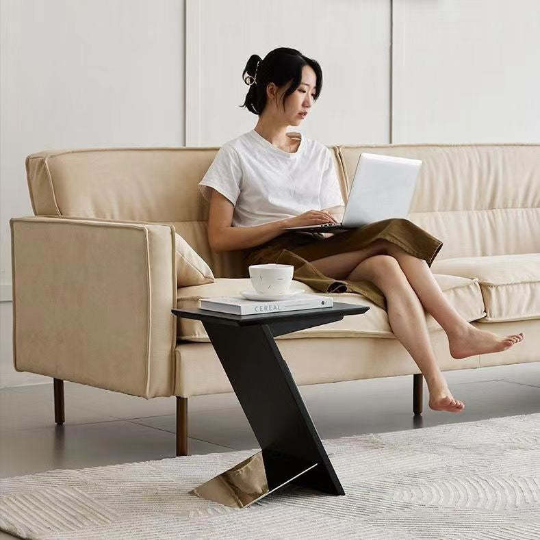 Minimalist Z-Shape Wood Metal Side Table