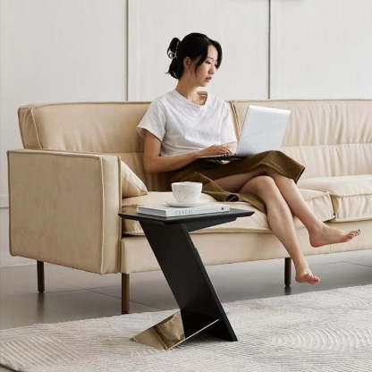Minimalist Z-Shape Wood Metal Side Table