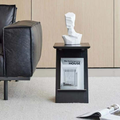 Minimalist Z-Shape Wood Metal Side Table