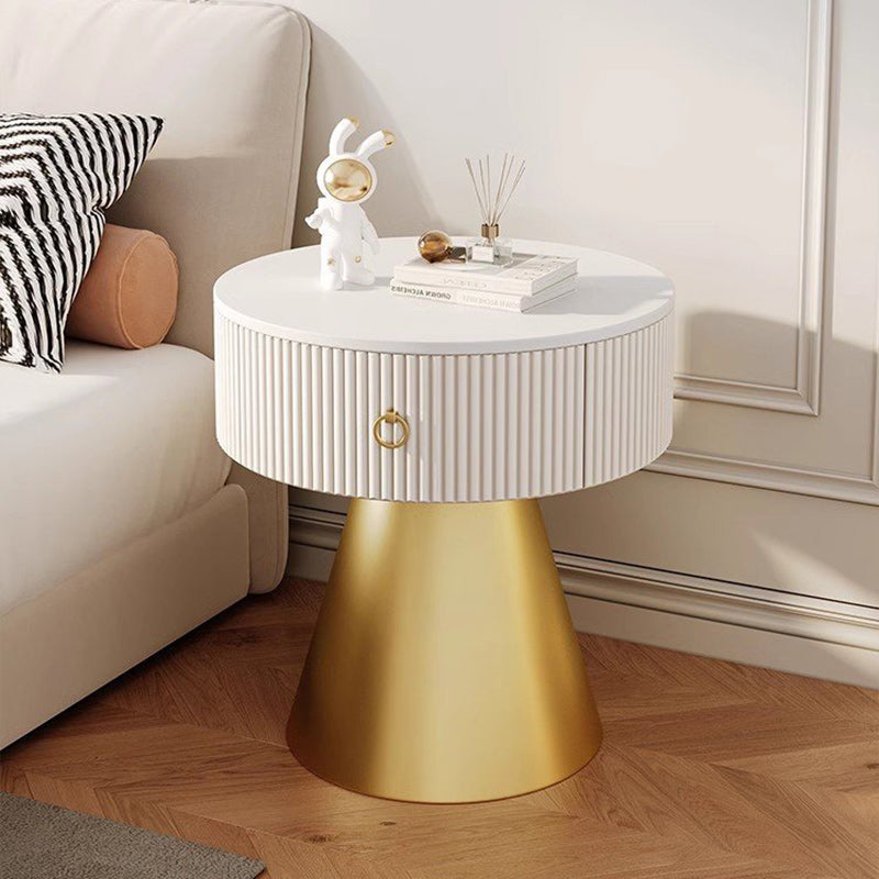 Scandinavian Cylinder Cone Rock Slab Nightstand