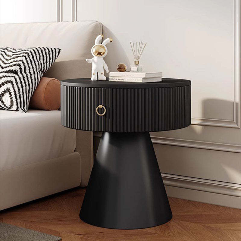 Scandinavian Cylinder Cone Rock Slab Nightstand