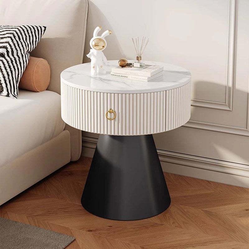 Scandinavian Cylinder Cone Rock Slab Nightstand