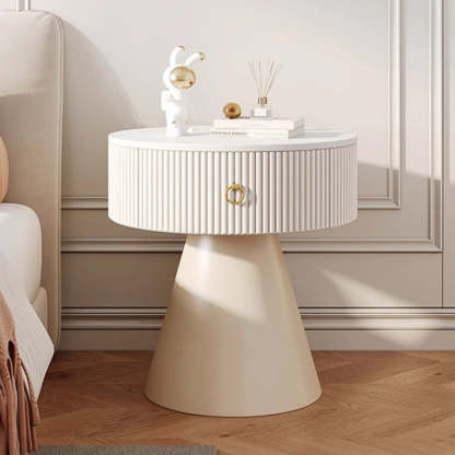 Scandinavian Cylinder Cone Rock Slab Nightstand