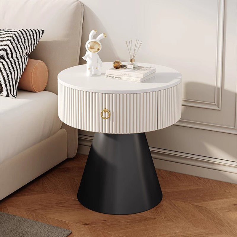 Scandinavian Cylinder Cone Rock Slab Nightstand
