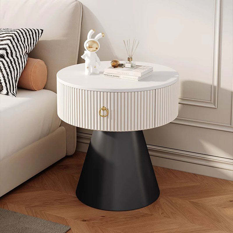 Scandinavian Cylinder Cone Rock Slab Nightstand