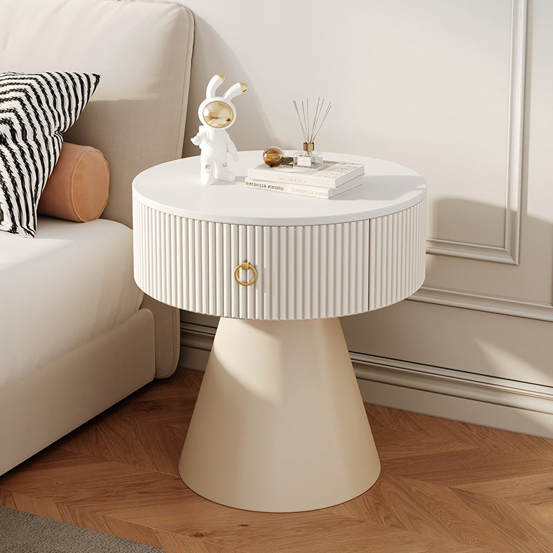 Scandinavian Cylinder Cone Rock Slab Nightstand