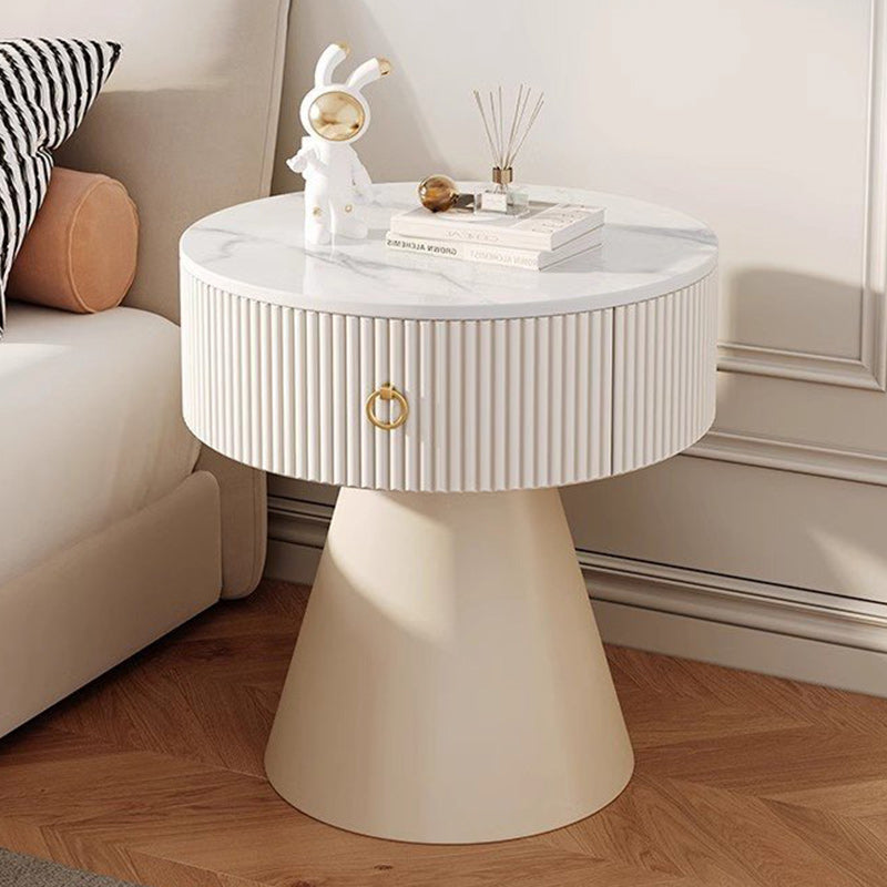 Scandinavian Cylinder Cone Rock Slab Nightstand