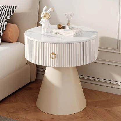 Scandinavian Cylinder Cone Rock Slab Nightstand