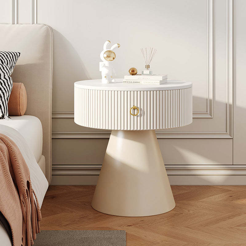 Scandinavian Cylinder Cone Rock Slab Nightstand