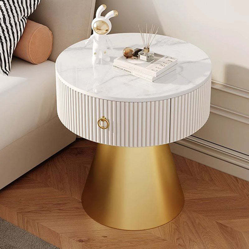 Scandinavian Cylinder Cone Rock Slab Nightstand
