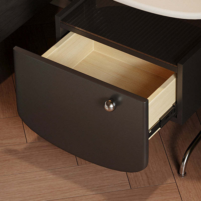 Nordic Steel Glass Panel 1-Drawer Nightstand