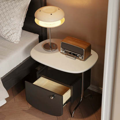 Nordic Steel Glass Panel 1-Drawer Nightstand