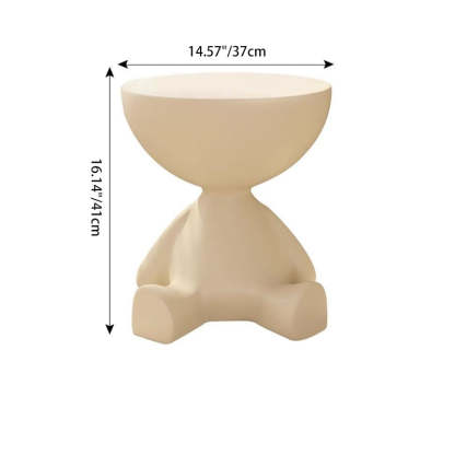 Contemporary Bear Round Plastic Side Table — Orange