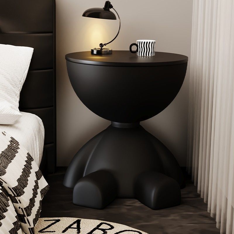 Contemporary Bear Round Plastic Side Table — Black