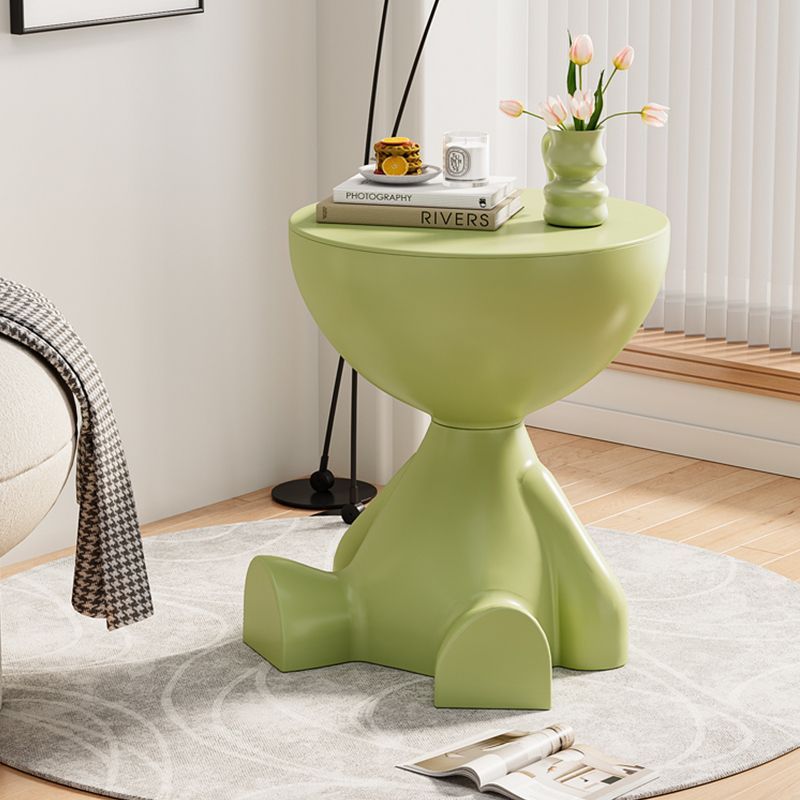 Contemporary Bear Round Plastic Side Table — White