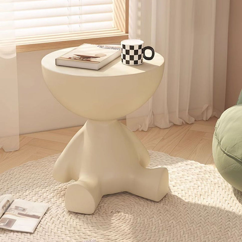 Contemporary Bear Round Plastic Side Table — Pink
