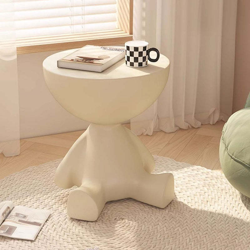 Contemporary Bear Round Plastic Side Table — Pink
